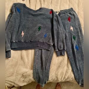 Vintage Havana jogger set, youth XL, blue with lightening pattern